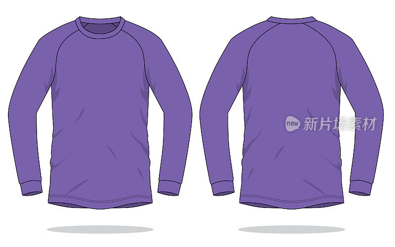 Long Sleeve Purple T-Shirt Vector for Template